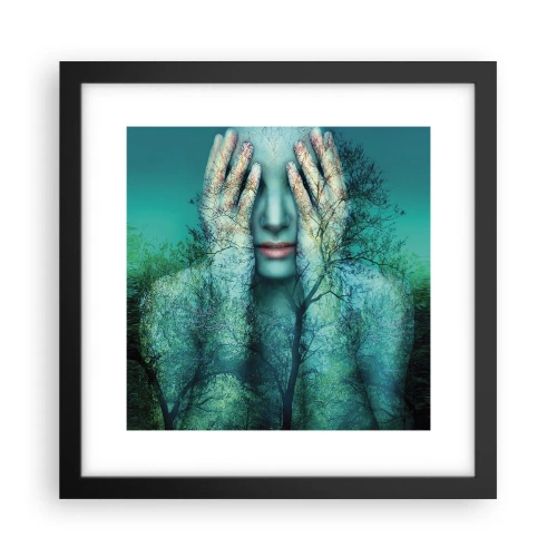 Poster in een zwarte lijst - Ondergedompeld in blauw - 30x30 cm