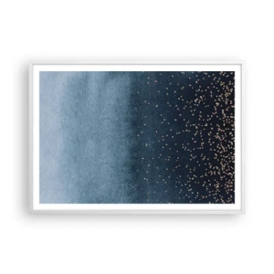 Poster in een witte lijst - Samenstelling - blauwe fasen - 100x70 cm