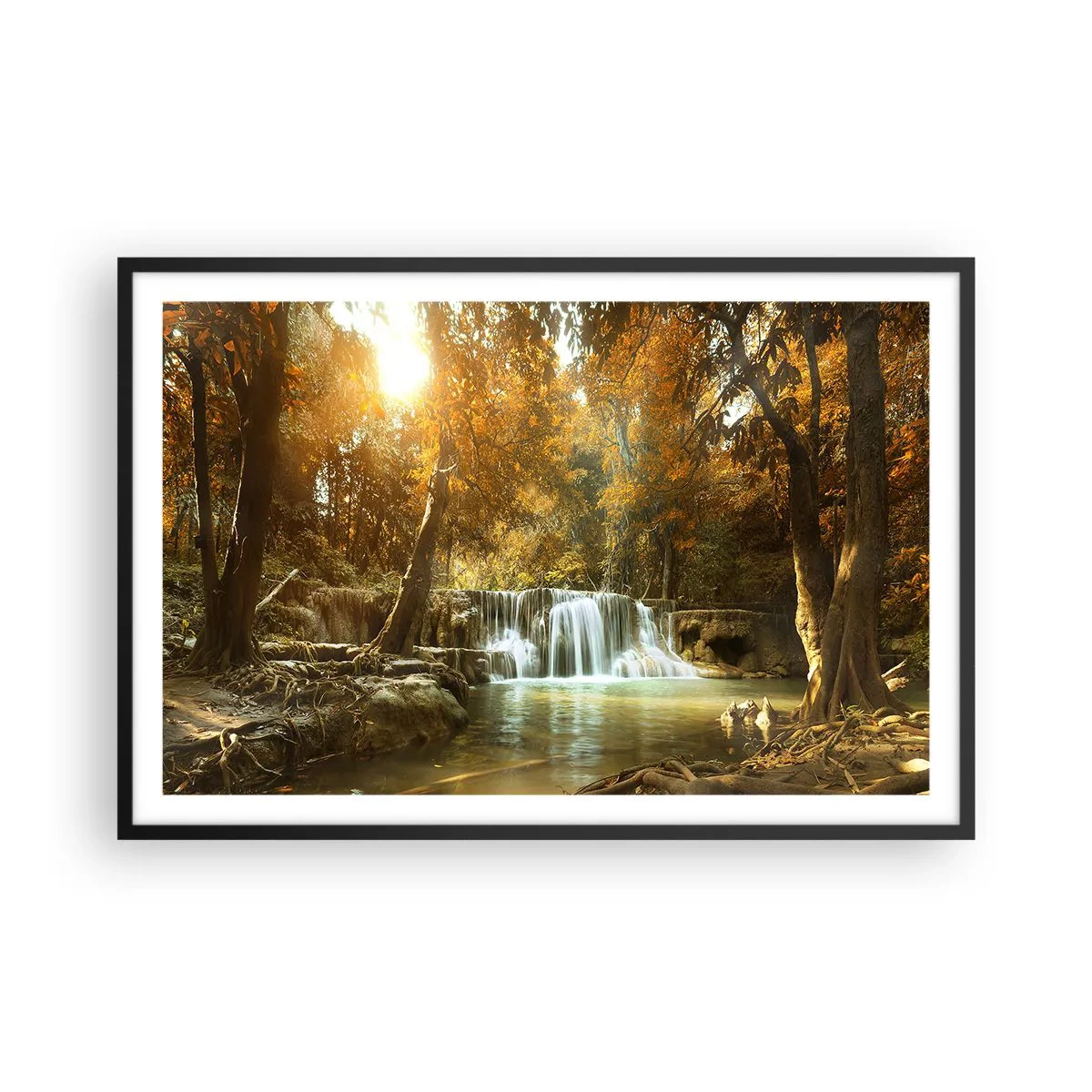 Poster in een zwarte lijst - Park cascade - 91x61 cm