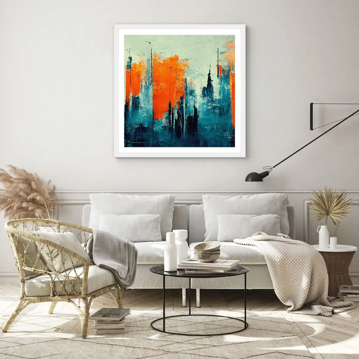 Poster in een witte lijst - Modern landschap - 30x30 cm