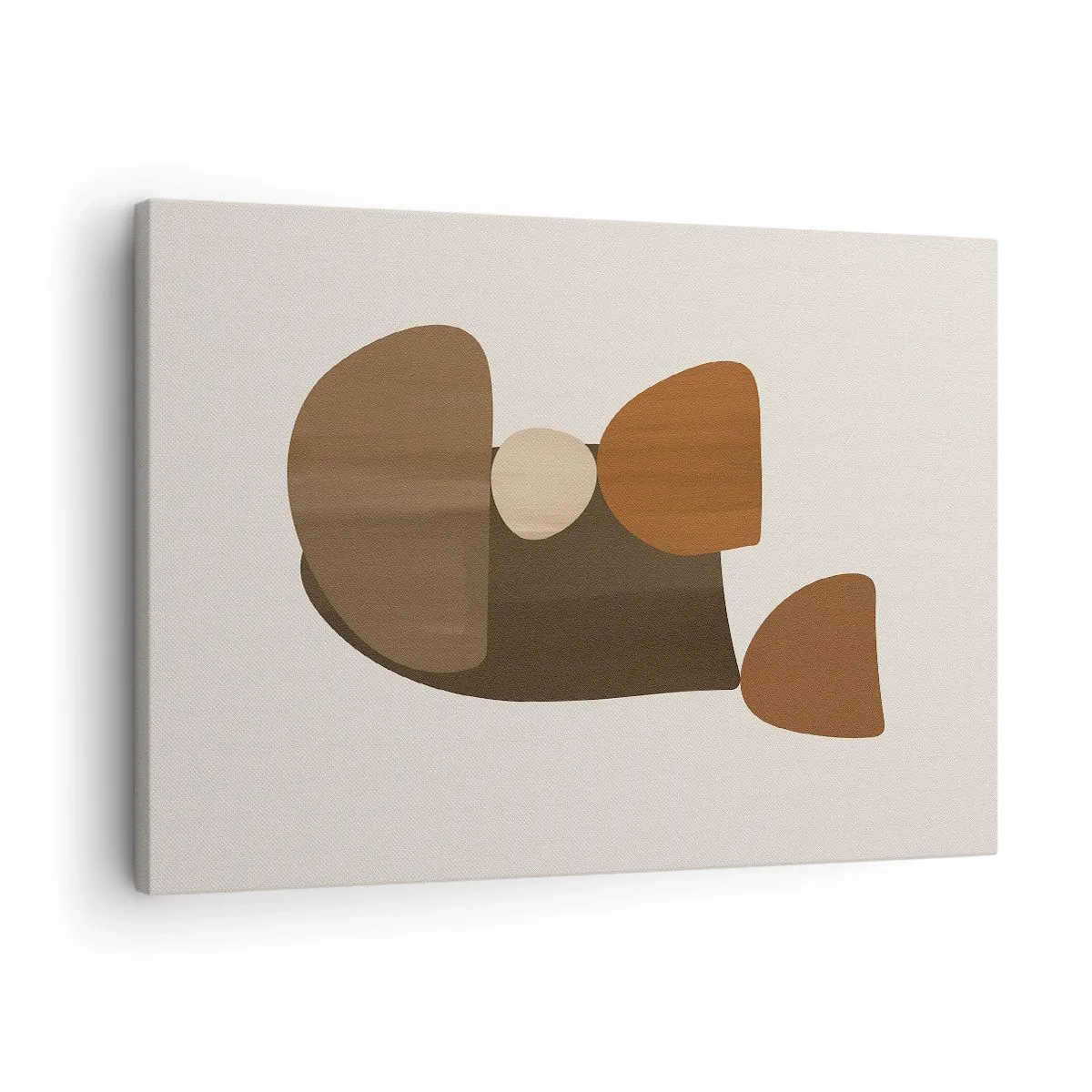 Schilderen op canvas - Abstracte compositie in tinten bruin en beige - 70x50cm - Compositie in brons - Moderne wanddecoratie voor woonkamer en slaapkamer ARTTOR