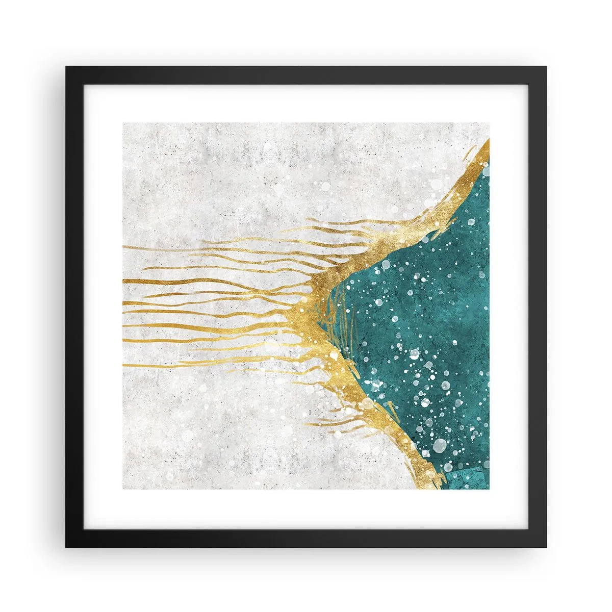 Poster in een zwarte lijst - Gouden vloed - 40x40 cm
