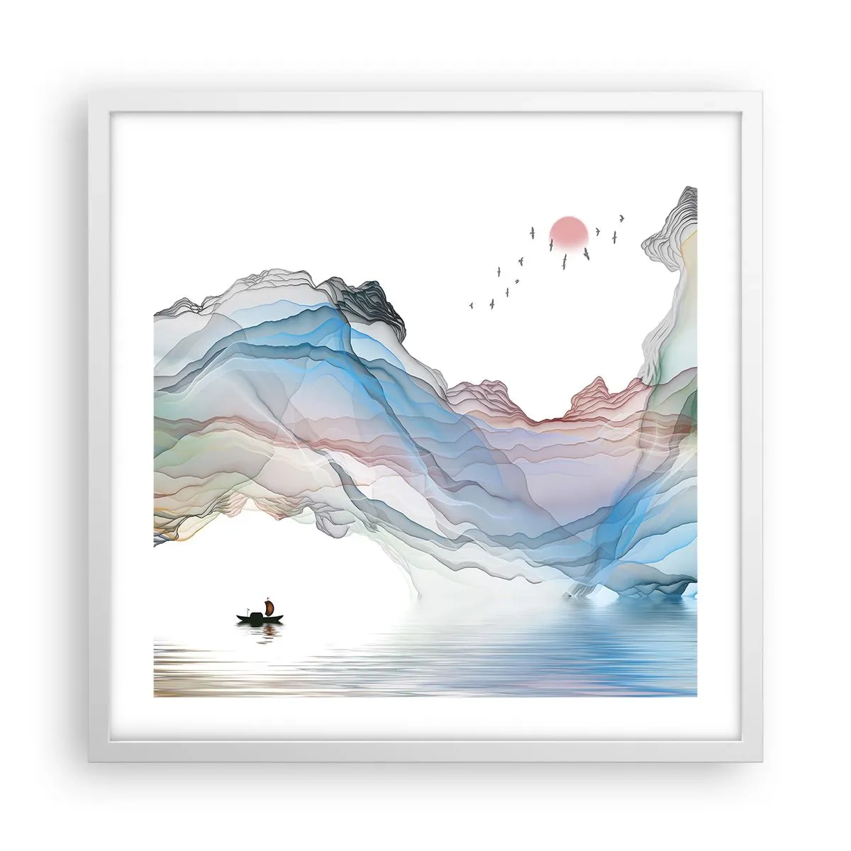 Poster in een witte lijst - Op weg naar de kristallen bergen - 50x50 cm