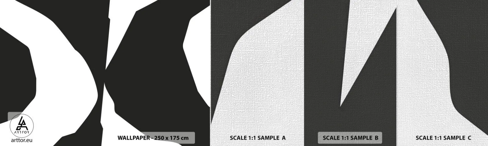 Fotobehang Monster Premium Canvas - Positief – negatief - Zwart en wit, Abstractie, Deel - 100x30 cm