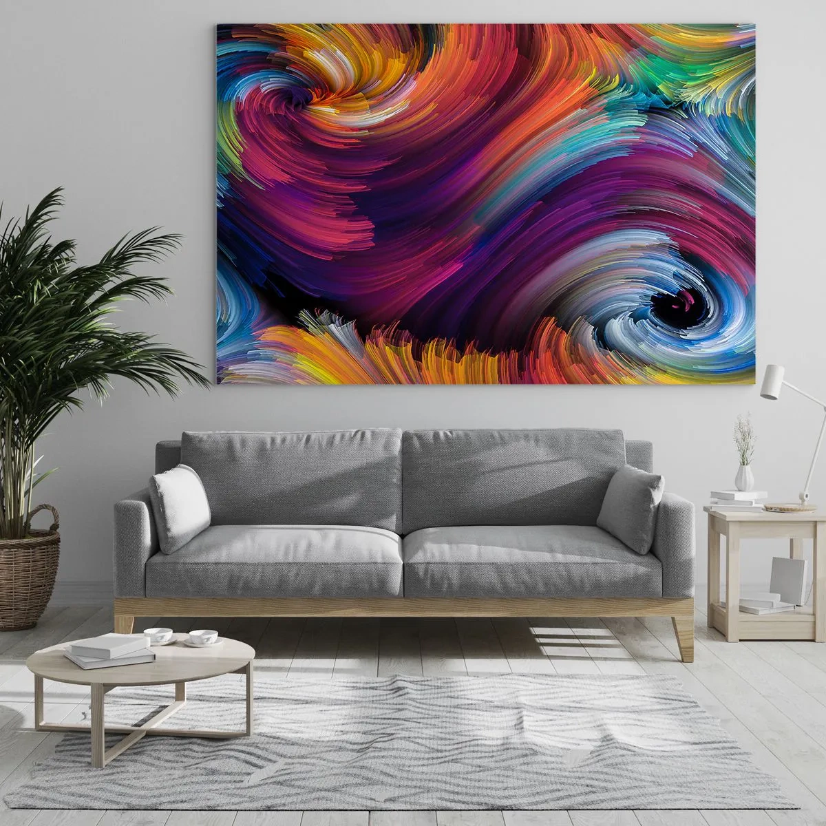 Schilderen op glas - Kleurrijke wervelingen en dynamische penseelstreken in abstractie - 70x50cm - Het begin van een nieuwe wereld - Moderne wanddecoratie voor woonkamer en slaapkamer ARTTOR