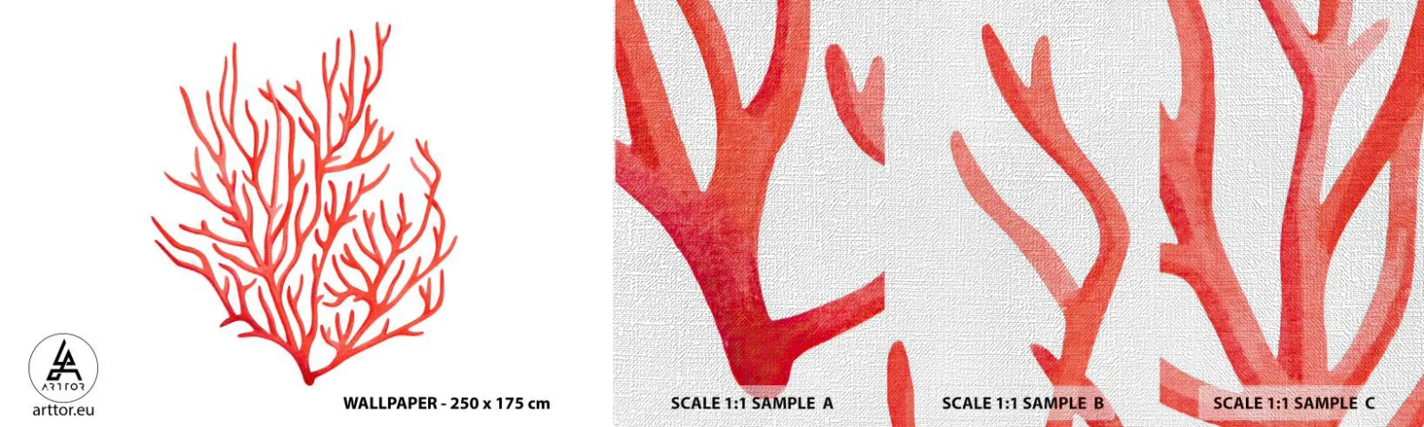 Fotobehang Monster Premium Canvas - Koraal filigraan - koraalrif, Kust, Minimalistisch - 100x30 cm