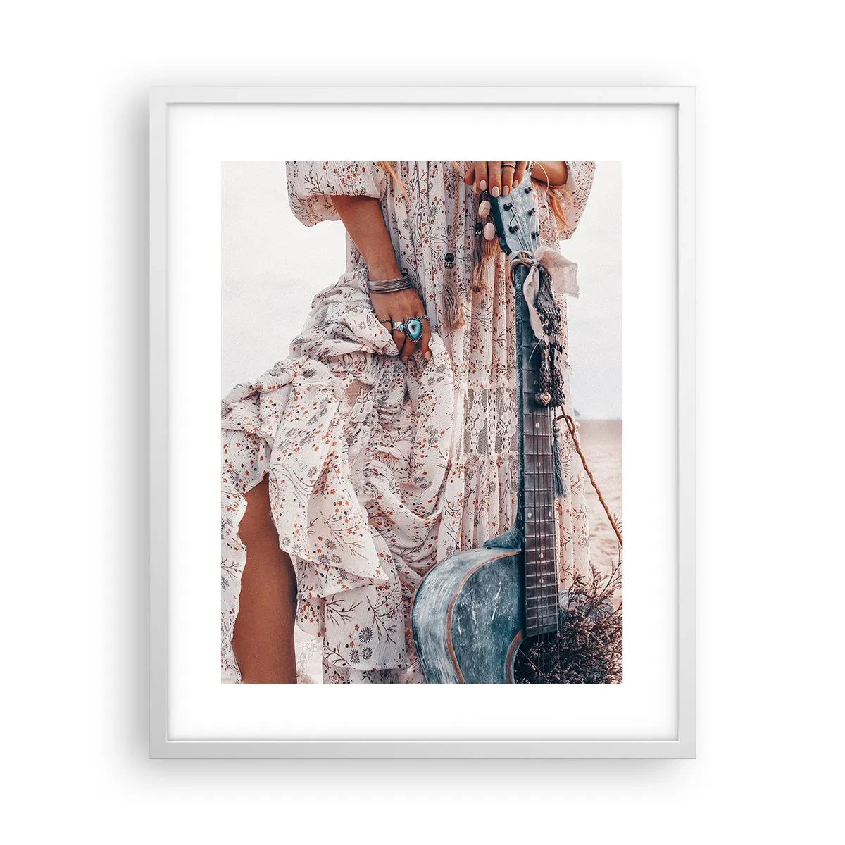 Poster in een witte lijst - Kinderen bloemen onderweg - 40x50 cm