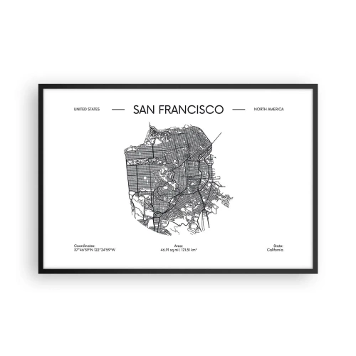 Poster in een zwarte lijst - Anatomie van San Francisco - 91x61 cm