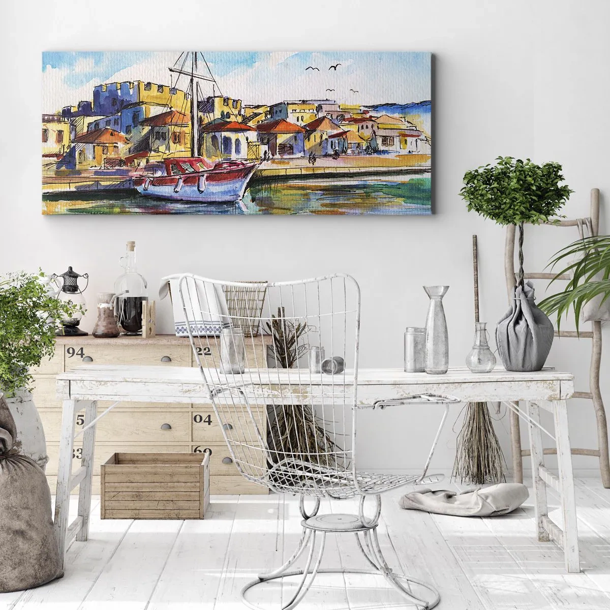 Schilderen op canvas - Regenboogmiddag - 160x50 cm
