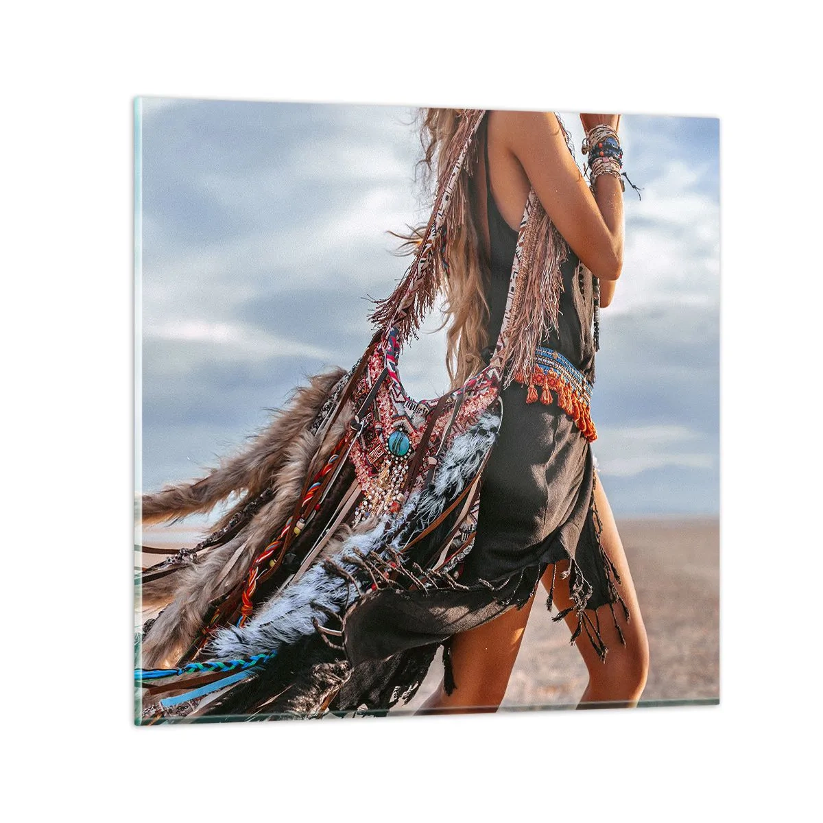 Schilderen op glas - Het meisje van de sjamaan - 60x60 cm