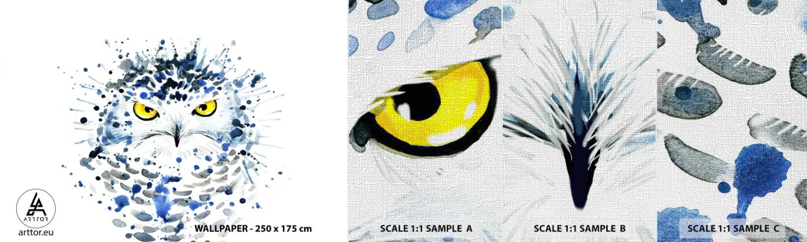 Fotobehang Monster Premium Canvas - Recht in de ogen - Vogel, Uil, Dieren - 100x30 cm