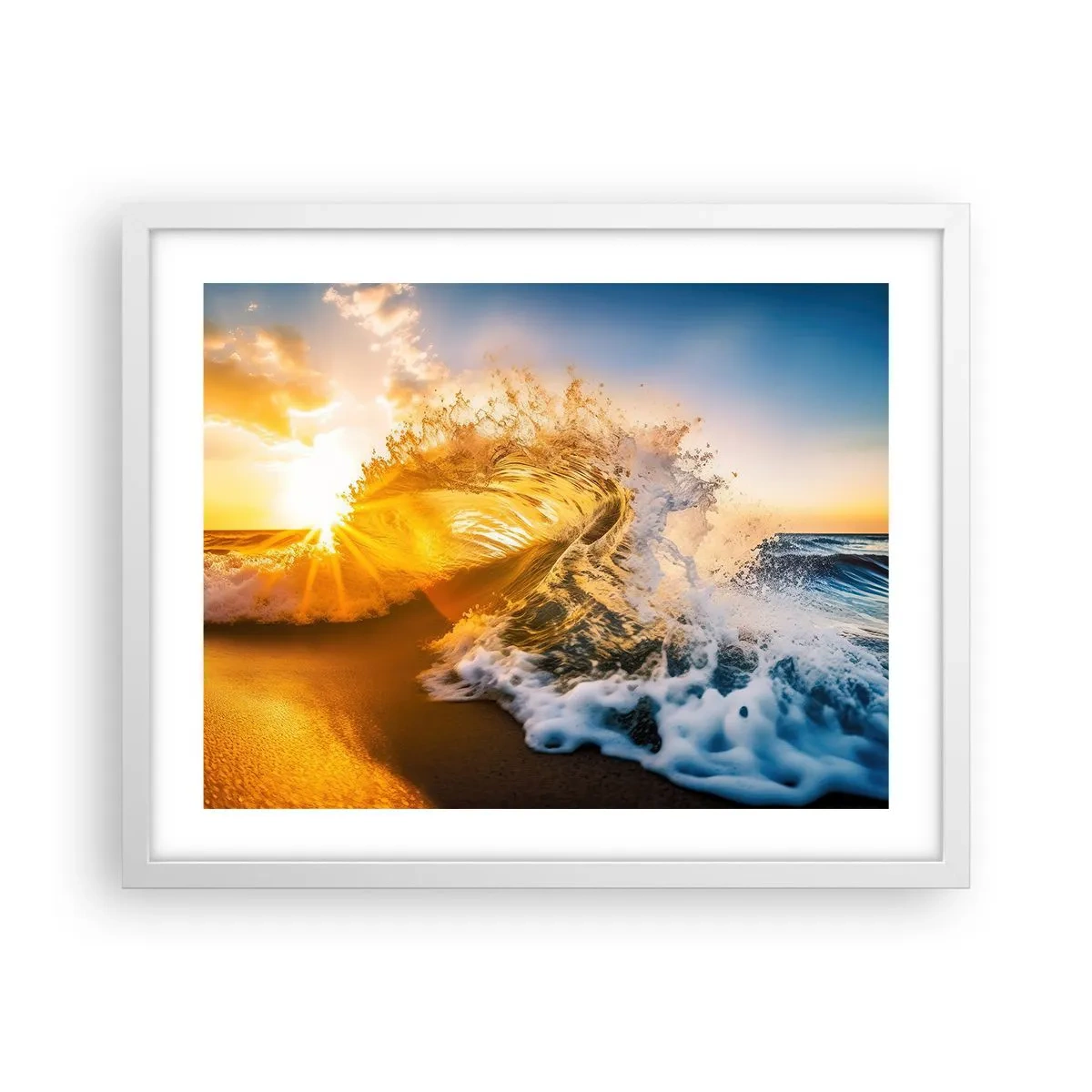 Poster in een witte lijst - Plezier in het zand - 50x40 cm