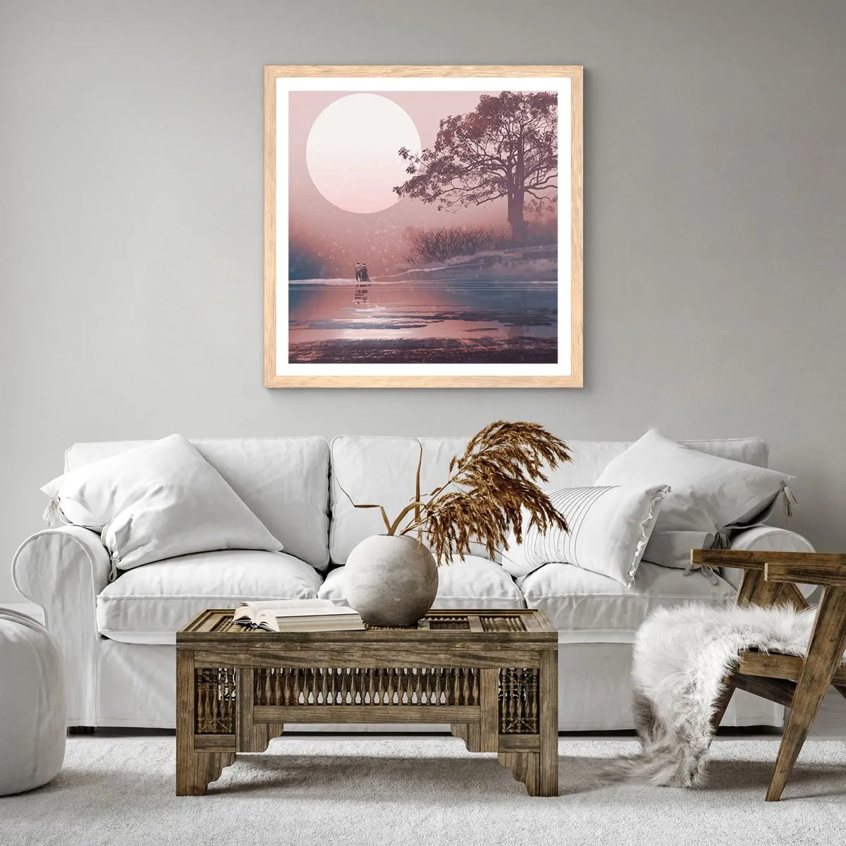 Een poster in een licht eiken lijst - nacht wonderen - 50x50 cm