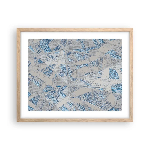 Een poster in een licht eiken lijst - In een blauwgrijs labyrint - 50x40 cm