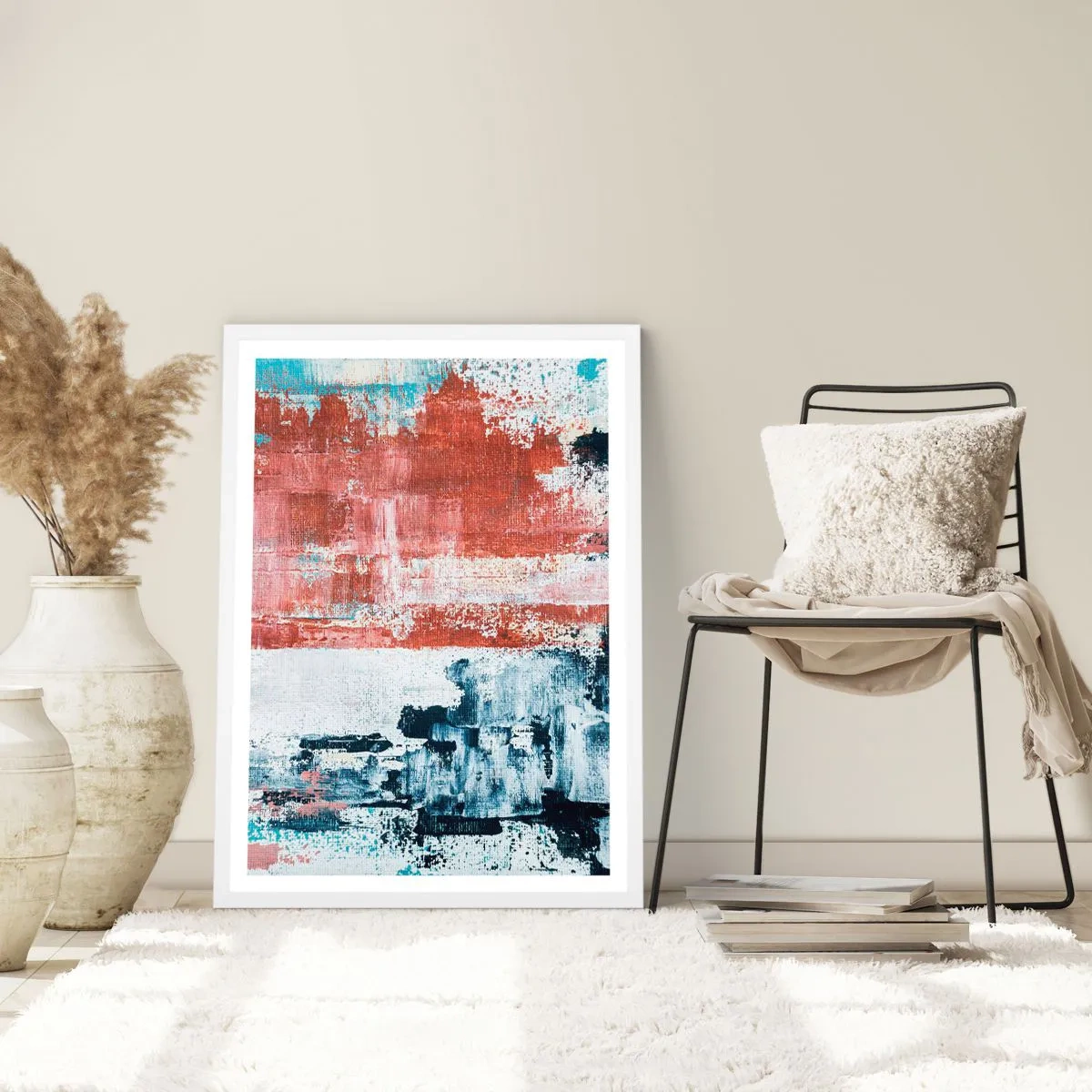 Poster in een witte lijst - Fifty Fifty abstract - 50x70 cm