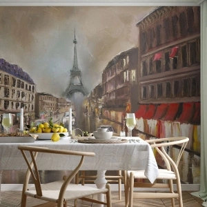 Fotobehang Premium Canvas - Alleen zij doet ertoe - Eiffeltoren, Stad, Parijs - 400x280 cm