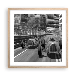 Een poster in een licht eiken lijst - Lang geleden in Monte Carlo - 50x50 cm
