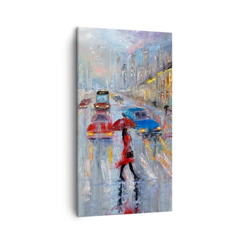 Schilderen op canvas - Regenachtige middag in de stad - 45x80 cm