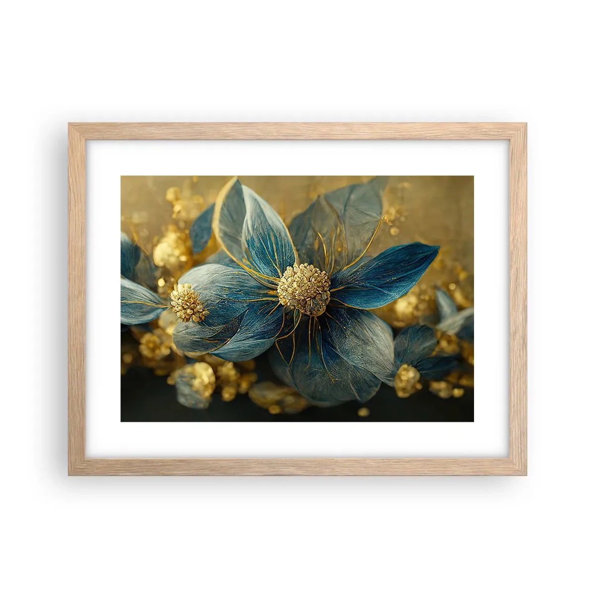 Een poster in een licht eiken lijst - Bloei met goud - 40x30 cm