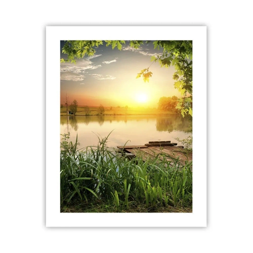 Poster - Landschap in een groen kader - 40x50 cm