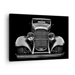 Schilderen op canvas - Een klassieke auto in zwart-wit - 70x50cm - Een echte gentleman - Moderne wanddecoratie voor woonkamer en slaapkamer ARTTOR