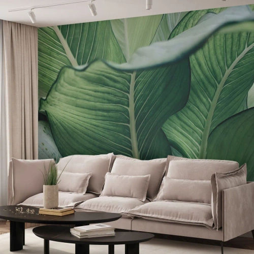 Fotobehang Standard Eco - Intens groen leven - Bladeren, Exotisch, Botanisch - 150x105 cm
