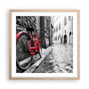 Een poster in een licht eiken lijst - Echte schoonheid verveelt niet - 50x50 cm