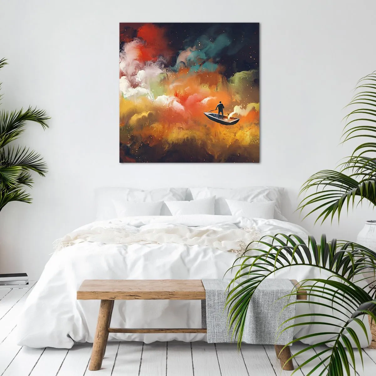 Schilderen op canvas - Met de boot door de sterrenstelsel - 40x40 cm