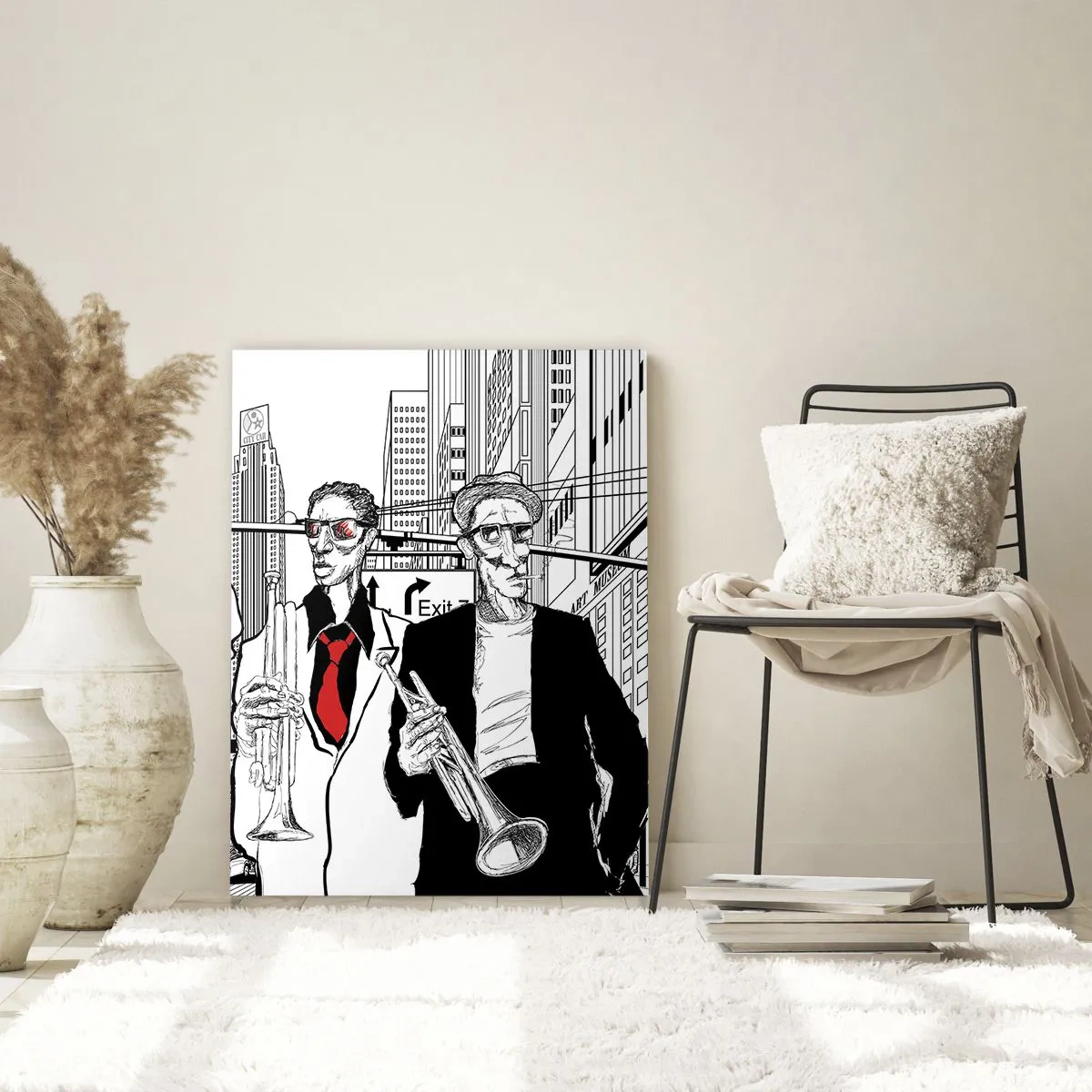Schilderen op glas - Urban rapsodie in zwart en rood - 50x70 cm