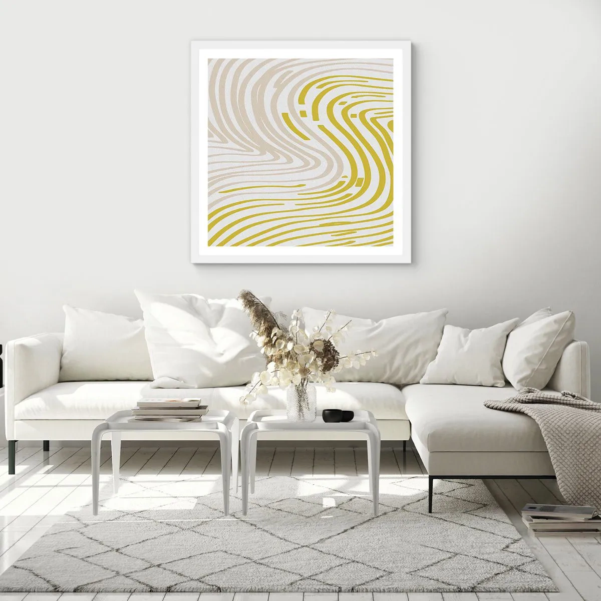 Poster in een witte lijst - Een compositie met een zachte buiging - 30x30 cm