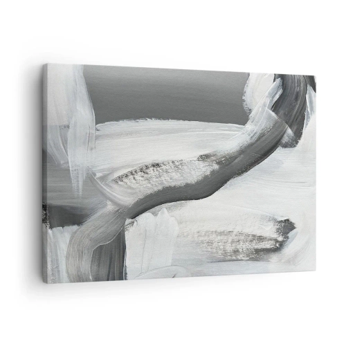 Schilderen op canvas - Grijs-witte abstractie met dynamische lijnen - 70x50cm - Een beslissende beweging - Moderne wanddecoratie voor woonkamer en slaapkamer ARTTOR