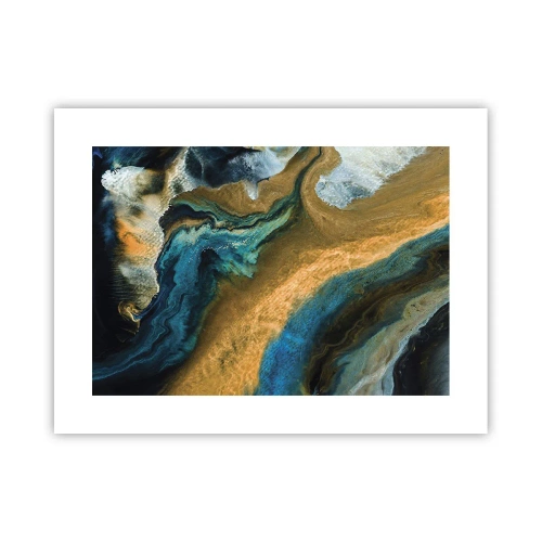 Poster - Blauw - geel - wederzijdse invloeden - 40x30 cm