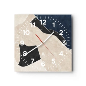 Wandklok - Klok - Abstracte compositie – kleurcontrast - 40x40 cm