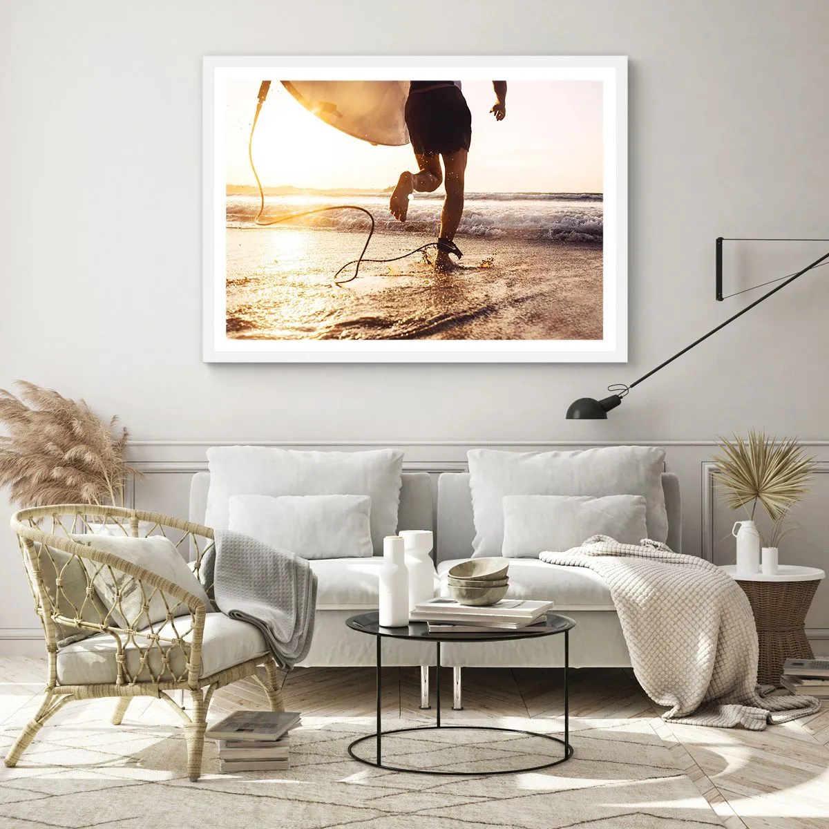 Poster in een witte lijst - Om de golf te ontmoeten - 40x30 cm