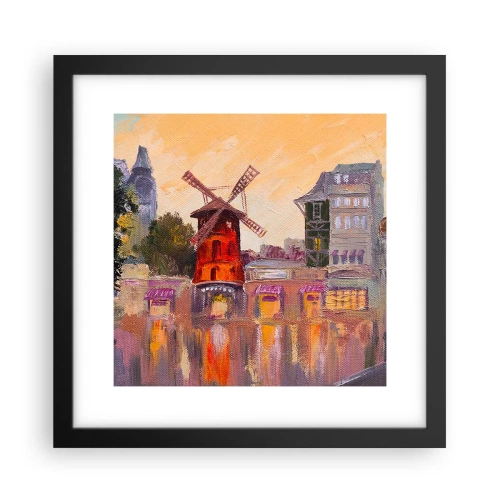 Poster in een zwarte lijst - Parijse iconen – Moulin Rouge - 30x30 cm