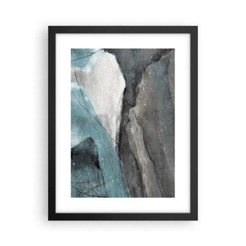 Poster in een zwarte lijst - Abstractie: rotsen en ijs - 30x40 cm
