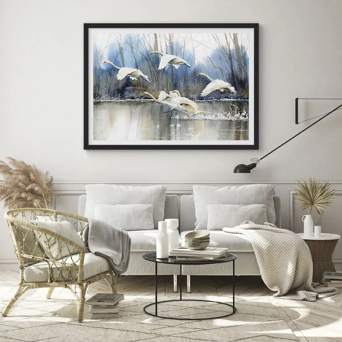 Poster in een zwarte lijst - Zoals in het sprookje over wilde zwanen - 70x50 cm