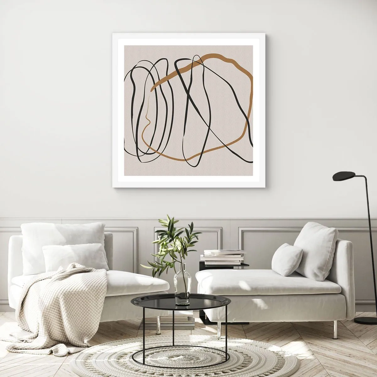 Poster in een witte lijst - Compositie – loopdans - 40x40 cm