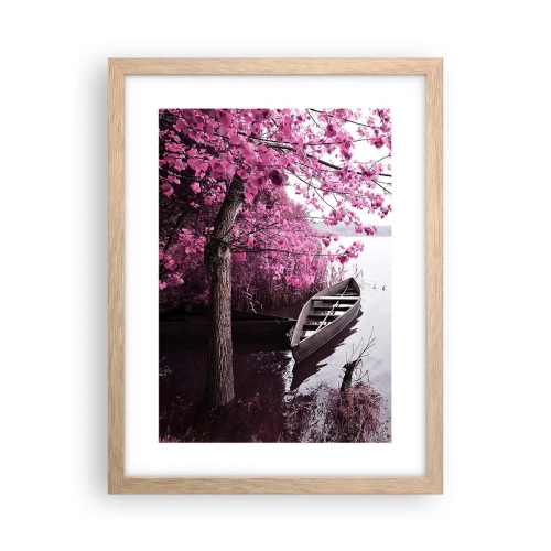Een poster in een licht eiken lijst - In roze stilte - 30x40 cm