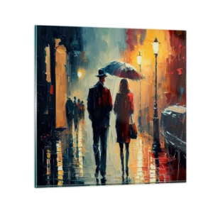 Schilderen op glas - Stedelijk love strory - 30x30 cm