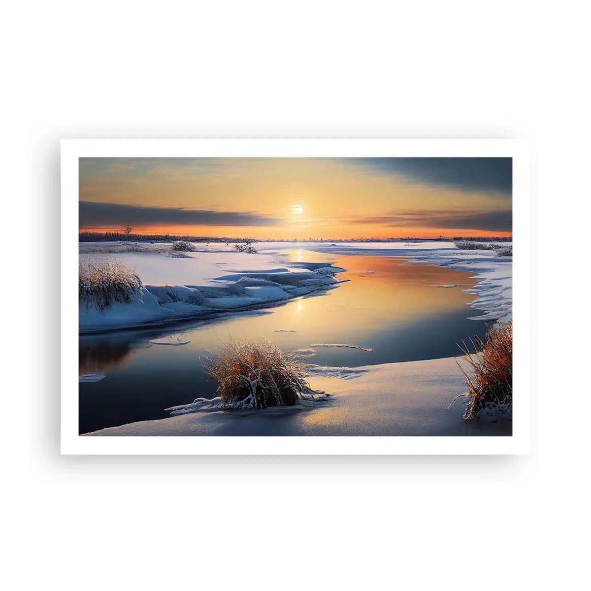 Poster - Winterse zonsondergang - 91x61 cm