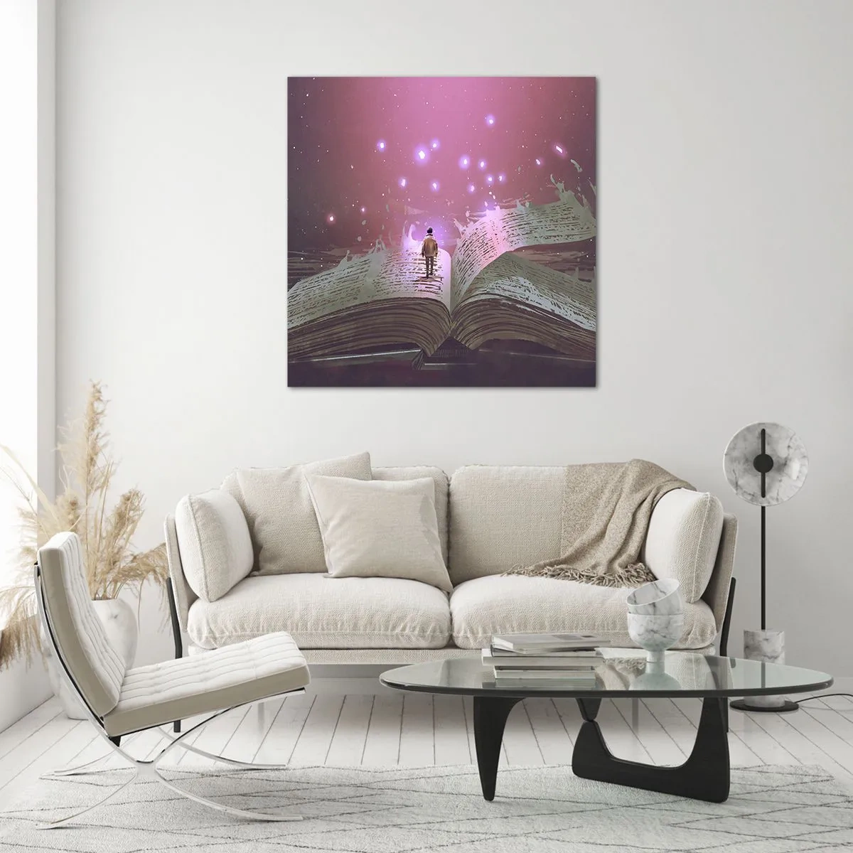 Schilderen op glas - Uitnodiging voor een andere wereld - lees! - 50x50 cm