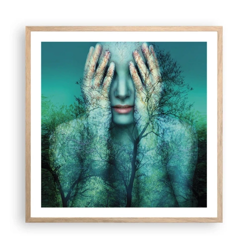 Een poster in een licht eiken lijst - Ondergedompeld in blauw - 60x60 cm