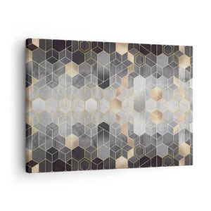 Schilderen op canvas - Geometrisch patroon in gouden tinten - 70x50cm - Diamant samenstelling - Moderne wanddecoratie voor woonkamer en slaapkamer ARTTOR