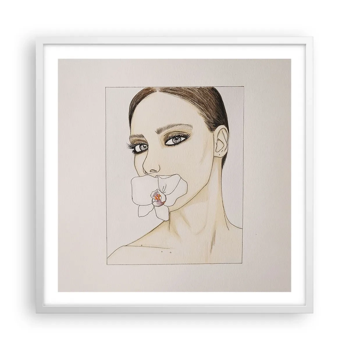 Poster in een witte lijst - Een symbool van elegantie en schoonheid - 60x60 cm