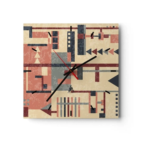 Wandklok - Klok - Een combinatie van verticalen en horizontalen - 30x30 cm