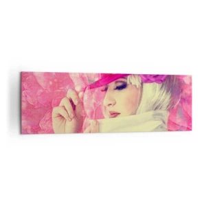 Schilderen op canvas - Retro portret in een roze mist - 160x50 cm