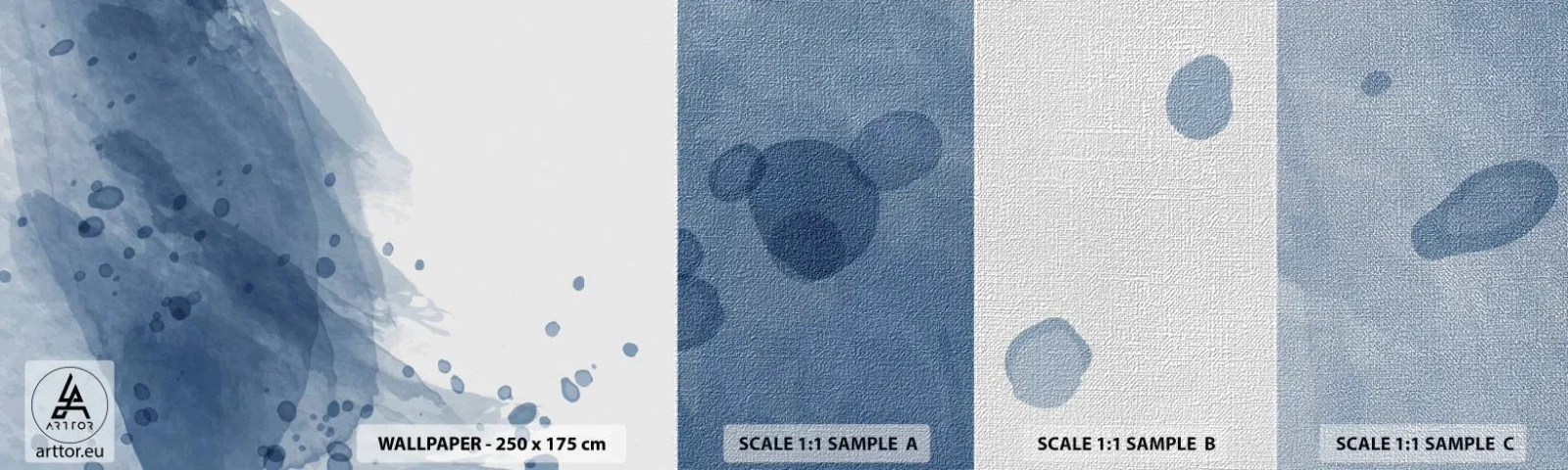 Fotobehang Monster Premium Canvas - Blauwe tule - Abstractie, Deel, Schilderen - 100x30 cm