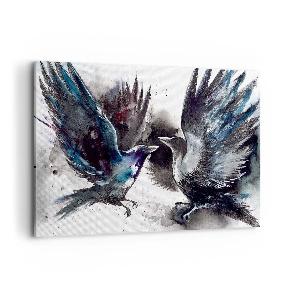 Schilderen op canvas - De ene kraai pikt de andere de ogen niet uit - 120x80 cm