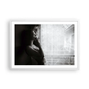 Poster in een witte lijst - Een sensueel moment - 70x50 cm